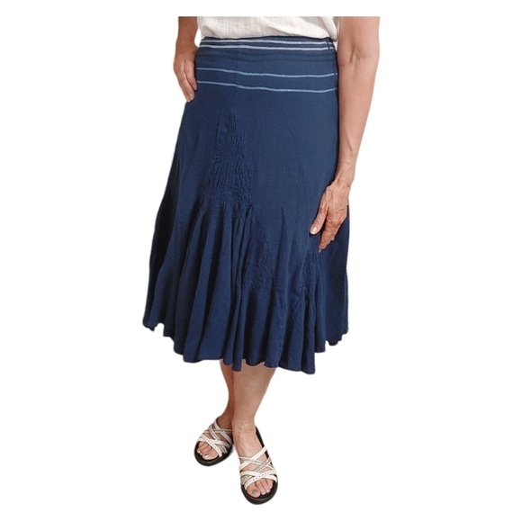 NY Collection Boho Gauze Style Skirt - Blue - Picture 3 of 7